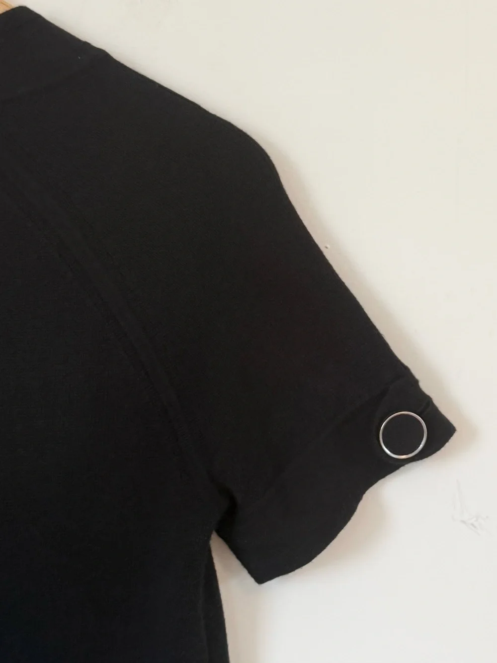 BANANA REPUBLIC Black Short Sleeve Structural Knit Sweater Blazer Dark Academia - Picture 9 of 11